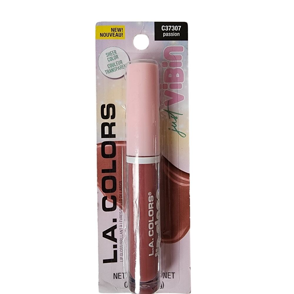 L.A. Colors Just Vibin Lip Gloss Sheer Color Passion C37307 New 0.11 Oz 3g